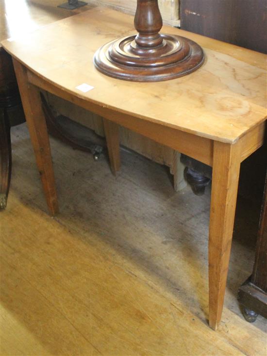 Pine bow front side table